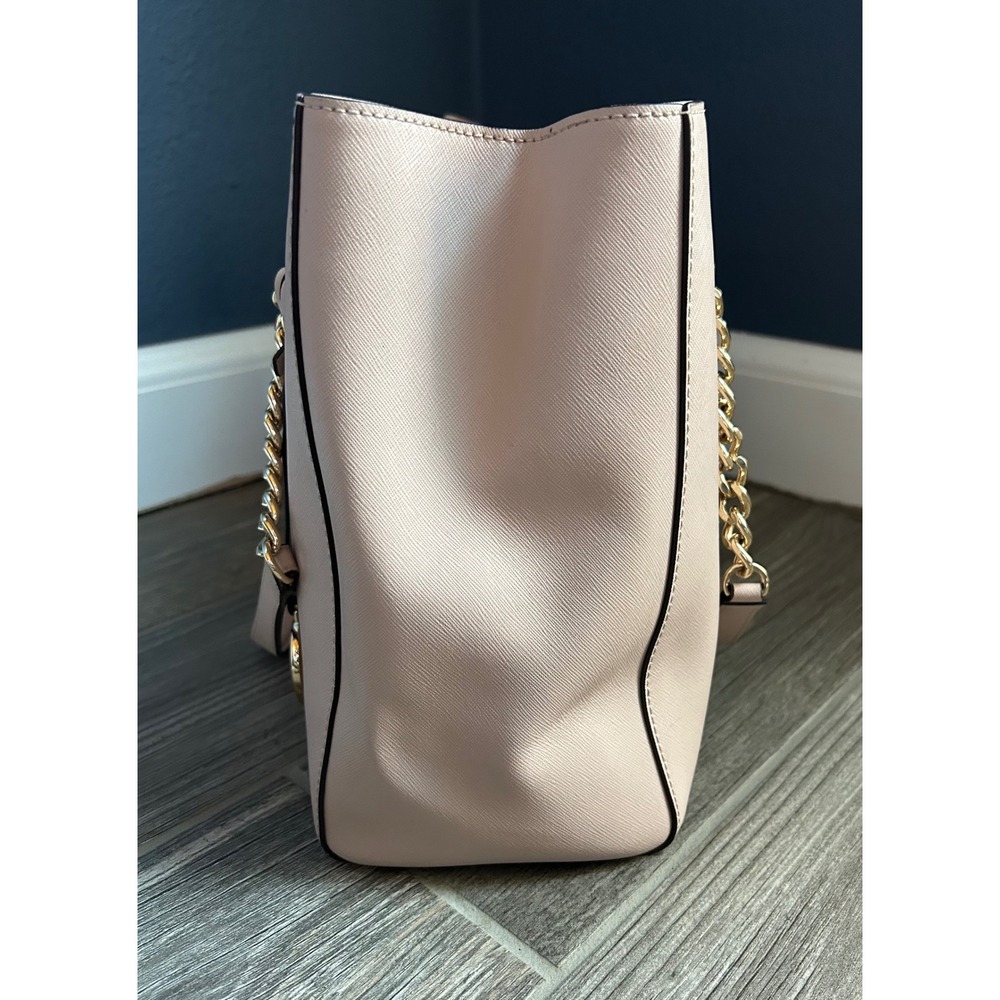 Michael Kors Susannah Large Saffiano Leather Shoulder Bag Tote Purse Gold Blush - Picture 4 of 11